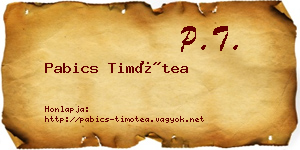 Pabics Timótea névjegykártya